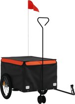 vidaXL - Fietstrailer - 45 - kg - ijzer - zwart - en - oranje