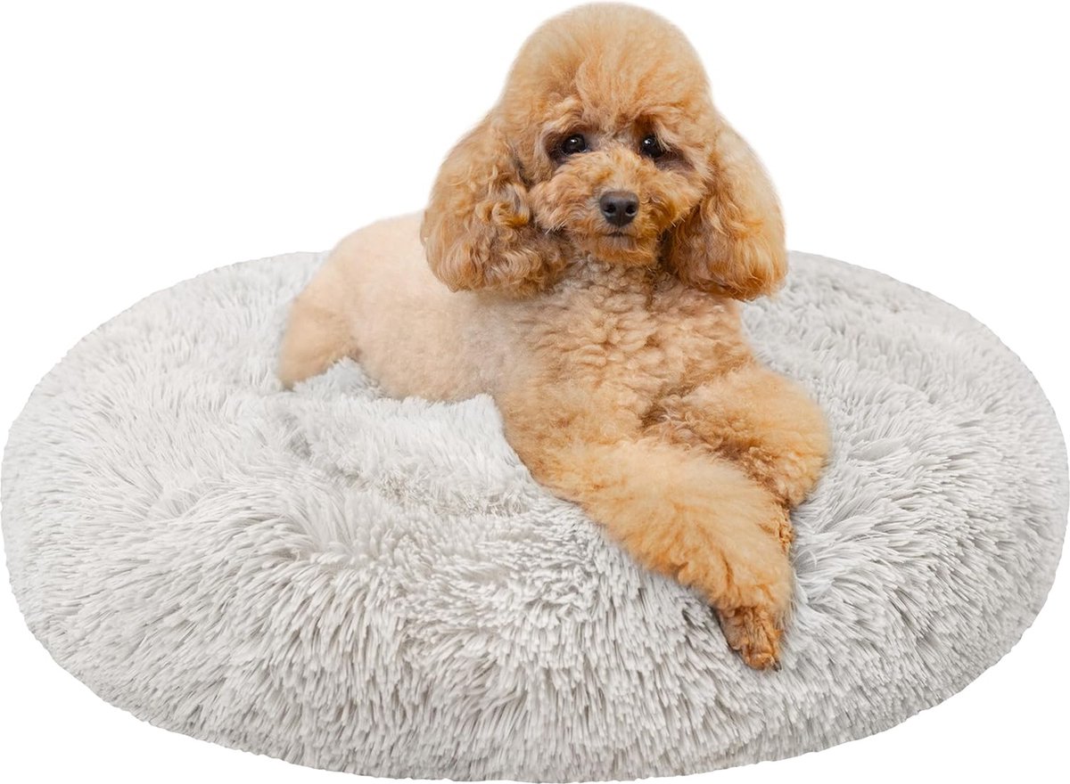 Creative Pets | Hondenbed voor huisdieren ⌀ 60 cm | Grijs | Hondenbed met fluffy hondenkussen | Hondenmand honden bed | Hondenbed mat