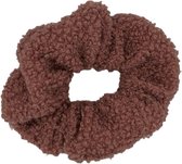 Scrunchie - elastiek - teddy - oudroze/paars