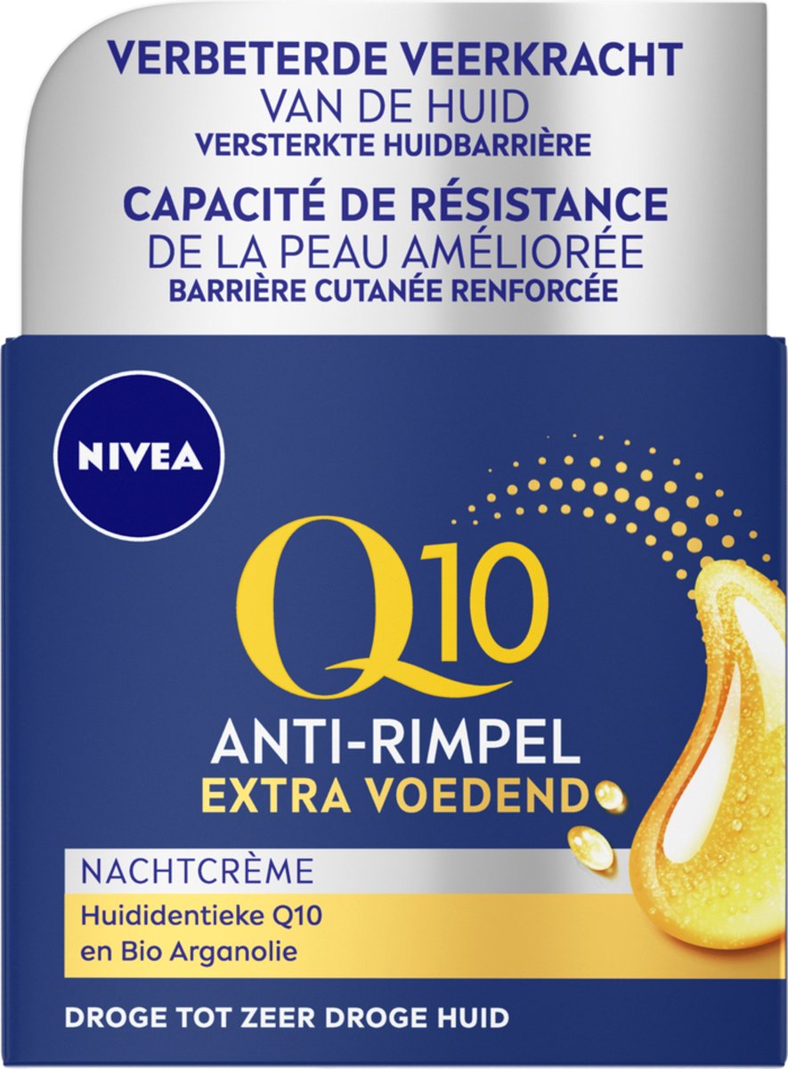 NIVEA Q10 – Nachtcrème - Extra voedend – Droge huid – Anti-rimpel – Creatine – 50 ml - NIVEA
