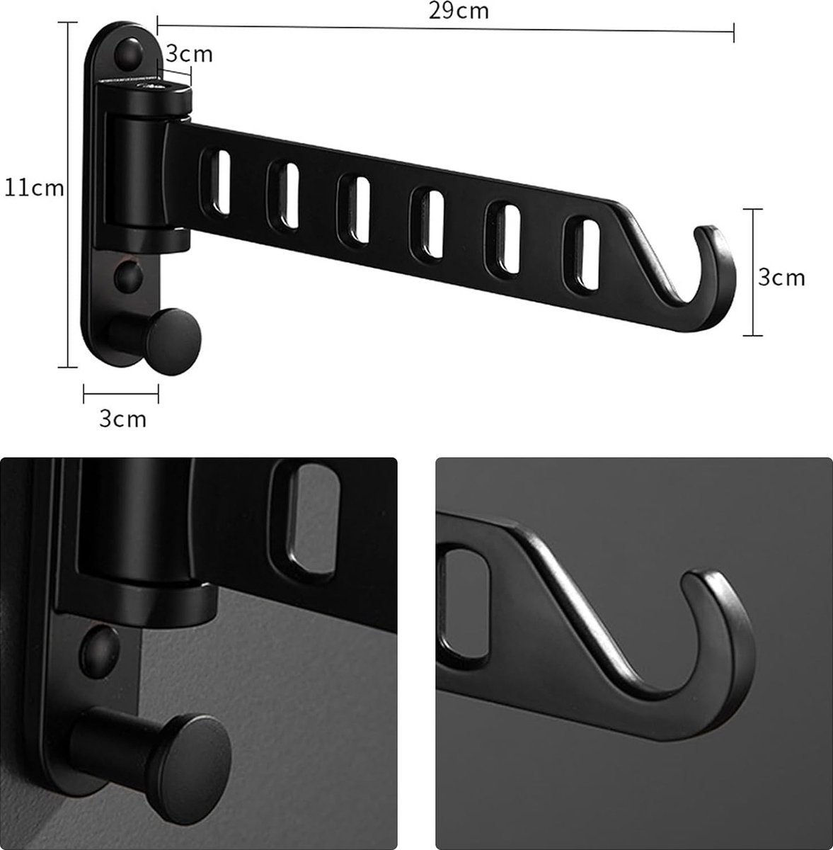 Gabriera 5-pack opvouwbare aluminium legering muur gemonteerde jas kledinghaak enkele opvouwbare muur Hanger voor badkamer keuken slaapkamer
