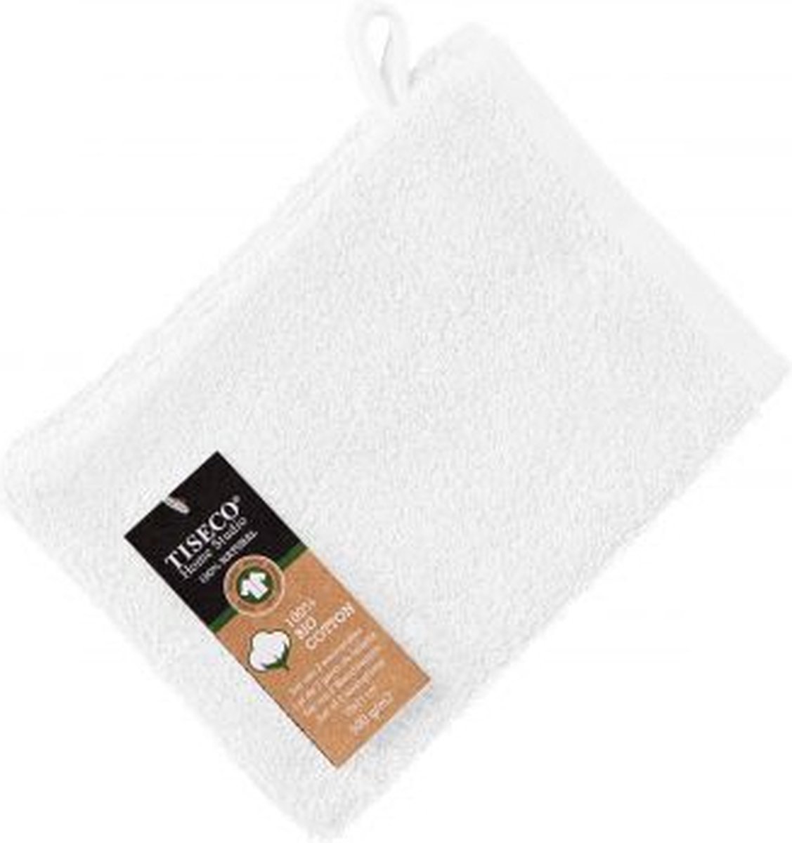 Tiseco Home Studio - Washand EDEN - SET/12 - 100% bio katoen - 500 g/m2 - met ophanglus - bio katoen - superzacht en zeer absorberend - 15x21 cm - Wit