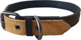 51 Degrees North Milano Hondenhalsband - Corduroy - Kaki / Oker - Breedte: 16 mm - Nekomtrek: 28 - 35 cm (GELIEVE ALVORENS BESTELLEN OPMETEN)