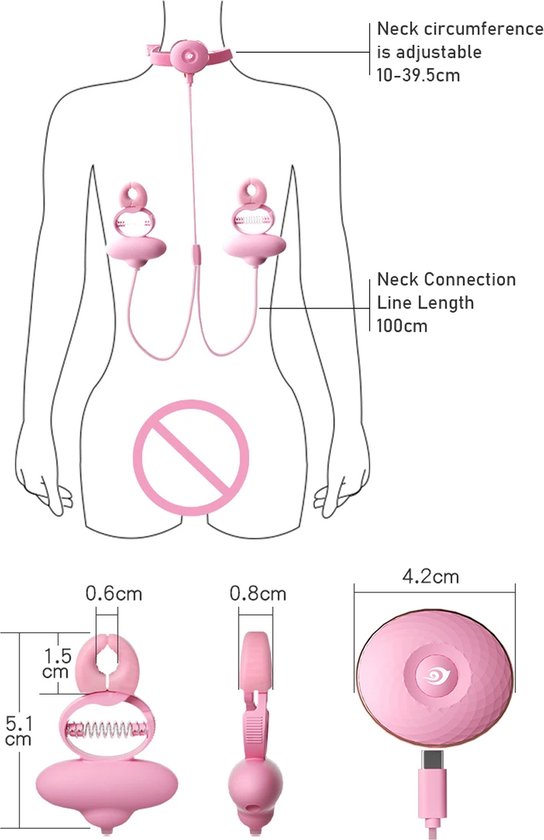 Vibromasseur à tétons avec collier - Pinces à mamelon - Sein - Mamelon -  Vibromasseur