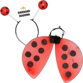 Lieveheersbeestje verkleed set - vleugels en diadeem - rood - kinderen - carnaval verkleed accessoires