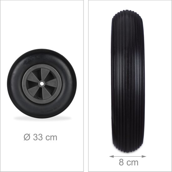 kruiwagenwiel - 3.50-6 - massief rubber - kunststof velg - anti-lek - 100 kg - zwart van Merkloos	 — afbeelding 3