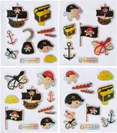 12 VELLEN Piraat Glitter Stickers - 72 Stickers - Uitdeelcadeaus - Traktatie voor Kinderen - Stickers voor Kinderen