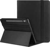 Rosso Element Book Case Hoes Geschikt voor Lenovo Tab P12 | Volledige bescherming | Elastische band | Sleep/Wake functie | Met Penhouder | Verstelbare standaard | Zwart