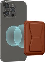 kwmobile magnetische pasjeshouder geschikt voor Apple iPhone 15 / 14 / 13 / 12 Series - 3-in-1 kunstleren houder compatibel met MagSafe in bruin