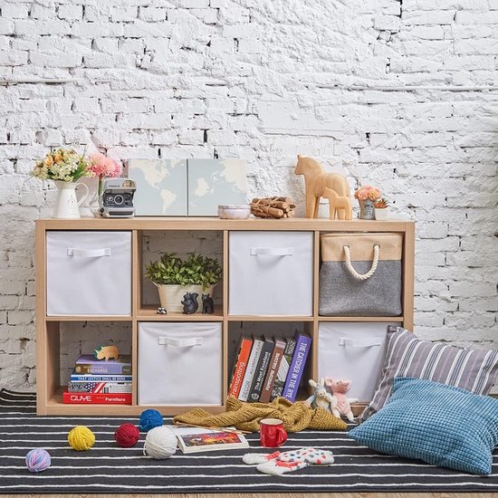 Mangata Canvas kubus opbergdozen 30 x 30 x 30 cm, stoffen opbergmand voor kasten, planken, kledingkasten, lichtbeige (30 x 30 cm, 3 stuks