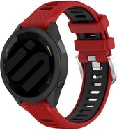 Strap-it Smartwatch siliconen sport bandje - geschikt voor Garmin Vivoactive 4 (45mm) / Venu 2 / Venu 3 / Forerunner 255 / Forerunner 265 - rood/zwart