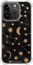 Casimoda® hoesje - Geschikt voor iPhone 13 Pro - Counting The Stars - Shockproof case - Extra sterk - TPU/polycarbonaat - Bruin/beige, Transparant