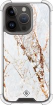 Casimoda® hoesje - Geschikt voor iPhone 13 Pro - Marmer Goud - Shockproof case - Extra sterk - TPU/polycarbonaat - Goudkleurig, Transparant