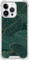 Casimoda® hoesje - Geschikt voor iPhone 14 Pro Max - Monstera Leaves - Shockproof case - Extra sterk - TPU/polycarbonaat - Groen, Transparant