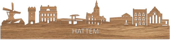 Skyline Hattem Eikenhout - 80 cm - Woondecoratie - Wanddecoratie - Meer steden beschikbaar - Woonkamer idee - City Art - Steden kunst - Cadeau voor hem - Cadeau voor haar - Jubileum - Trouwerij - WoodWideCities