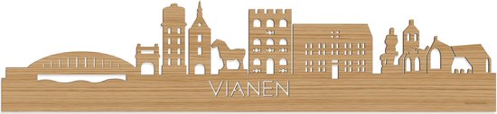 Skyline Vianen Bamboe hout - 80 cm - Woondecoratie - Wanddecoratie - Meer steden beschikbaar - Woonkamer idee - City Art - Steden kunst - Cadeau voor hem - Cadeau voor haar - Jubileum - Trouwerij - WoodWideCities