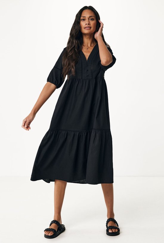 Robe Caftan Avec Details De Fronces Femme Zwart Taille XL bol