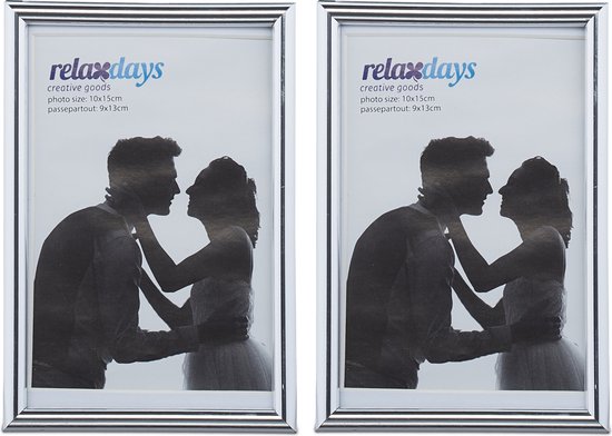 cadre photo relaxdays 10x15 cm - cadre photo - cadres d'échange - 2 cadres photo - passe partout argent