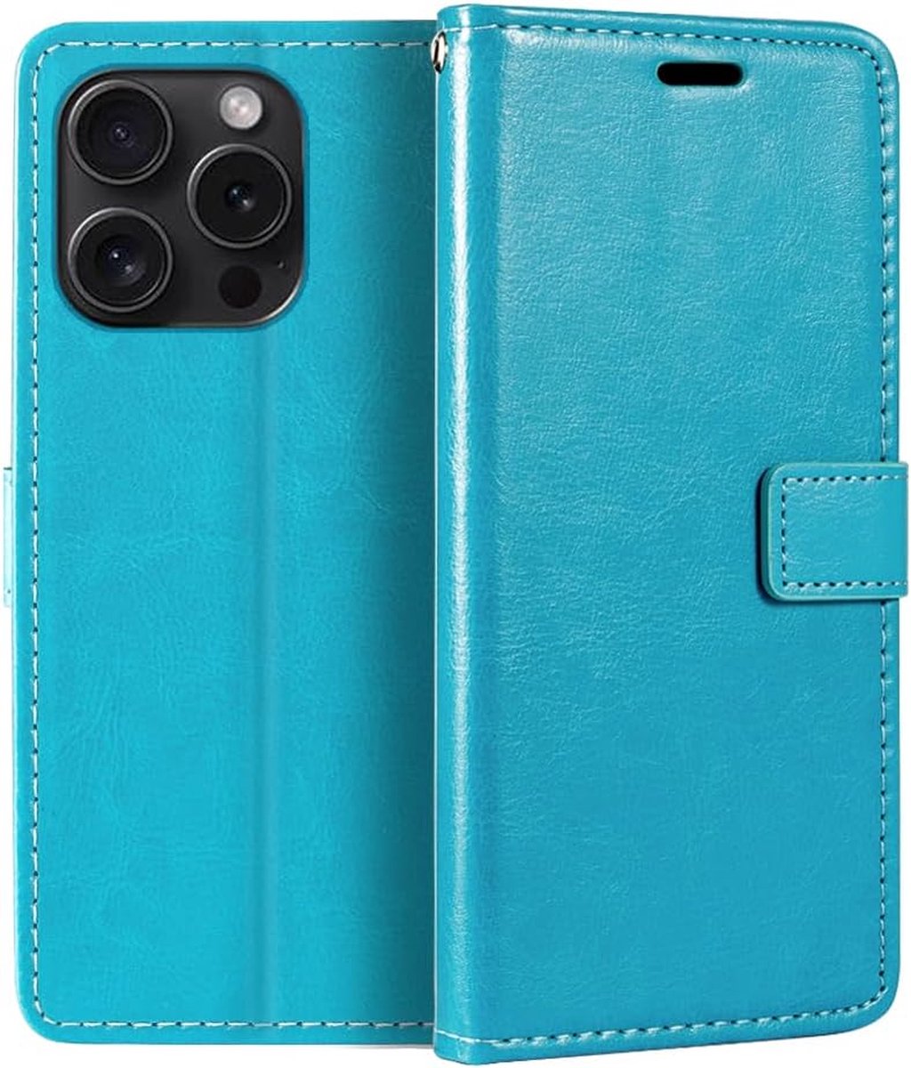 Portemonnee Book Case Hoesje Geschikt voor: iPhone 15 Pro - Turquoise