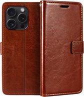 Étui portefeuille à rabat adapté à : iPhone 15 Pro - Marron