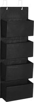 SONGMICS Hangende organizer met 4 vakken, hangende opslag voor de deur, voor slaapkamer, kantoor, kinderkamer, 33,5 x 12 x 100 cm, zwart