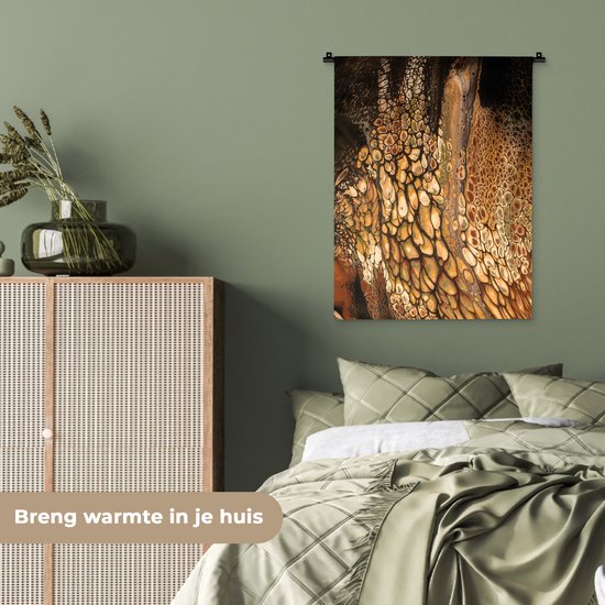 Tenture murale - Tissu mural - Peinture acrylique - Marron - Abstrait - 60x80 cm - Tapisserie