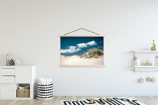 Posterhanger incl. Poster 150x100 cm - Schoolplaat - Strand - Duinen - Gras - Textielposter - Blanke latten