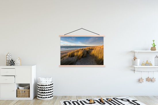 Porte-affiche avec affiche - Affiche scolaire - Dune - Plage - Mer - 150x100 cm - Lattes vierges