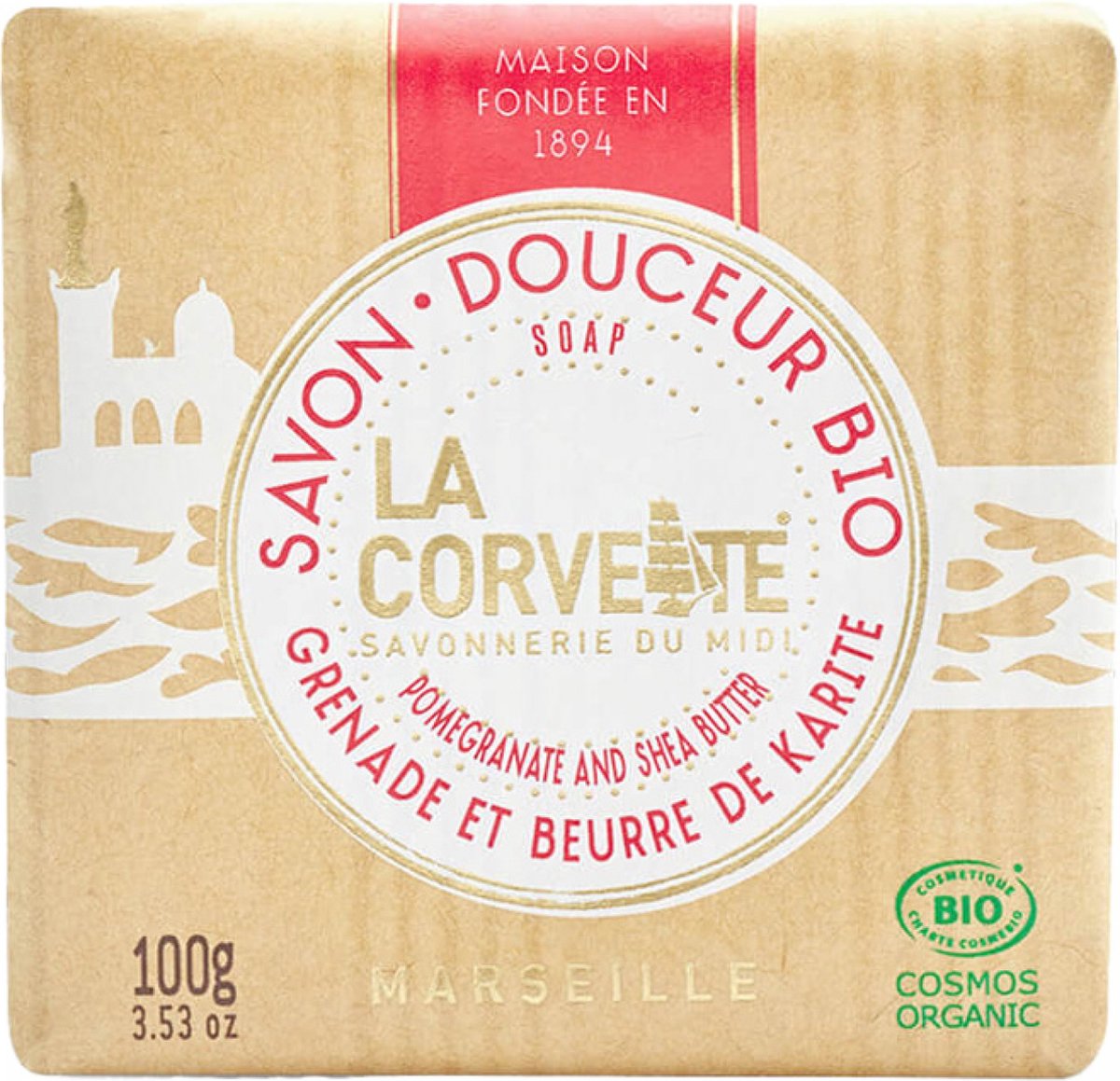 La Corvette Gentle Granaatappel en Sheaboter Biologische Zeep 100 g
