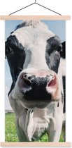 Posterhanger incl. Poster 40x80 cm - Schoolplaat - Koe - Weiland - Natuur - Dieren - Gras - Textielposter - Blanke latten