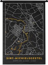 Wandkleed - Wanddoek - Sint-Michielsgestel - Plattegrond - Kaart - Goud - Stadskaart - 60x90 cm - Wandtapijt