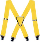 Pack 4-point Braces 'Striped' with wide extra strong sturdy Clips Yellow Color
