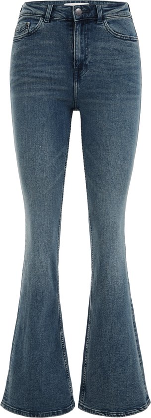 WE Fashion Dames high-rise flared jeans met stretch