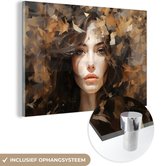MuchoWow® Glasschilderij 30x20 cm - Schilderij acrylglas - Vrouw - Portret - Abstract - Kunst - Foto op glas - Muurdecoratie woonkamer - Wanddecoratie slaapkamer - Schilderijen