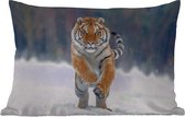 Buitenkussens - Tijger - Landschap - Sneeuw - Winter - Dieren - 60x40 cm - Weerbestendig