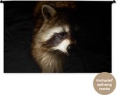 Tapisserie Animaux sur fond noir - Raton laveur sur fond noir Tapisserie coton 120x80 cm - Tapisserie avec photo