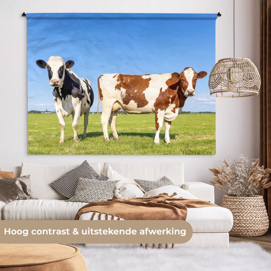 Tapisserie - Toile murale - Vaches - Ferme - Herbe - Nature - Animaux - 180x135 cm - Tapisserie