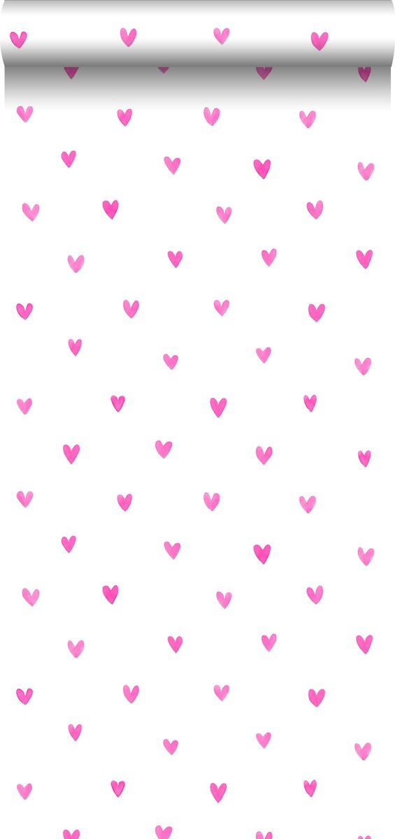 Walls4You behang confetti hartjes roze en wit - 935292 - 0,53 x 10,05 m