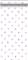 Walls4You behang confetti hartjes roze en wit - 935292 - 0,53 x 10,05 m