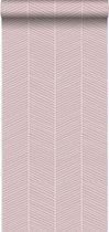 Walls4You behangpapier visgraat-motief roze - 935322 - 0,53 x 10,05 m