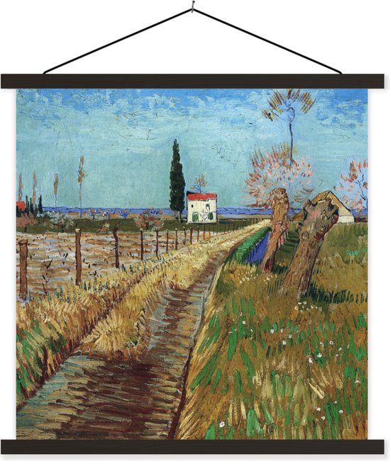 Affiche scolaire - Chemin dans un champ de saules - Vincent van Gogh - 40x40 cm - Lattes noires