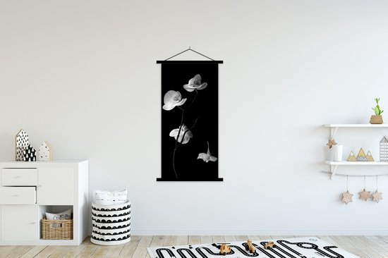 Porte-affiche avec affiche - Affiche scolaire - Orchidée - Fleurs - Zwart - Wit - Nature morte - 90x180 cm - Lattes noires