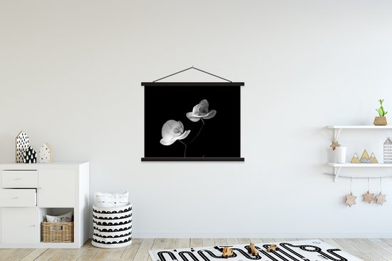 Porte-affiche avec affiche - Affiche scolaire - Orchidée - Fleurs - Zwart - Wit - Nature morte - 150x113 cm - Lattes noires