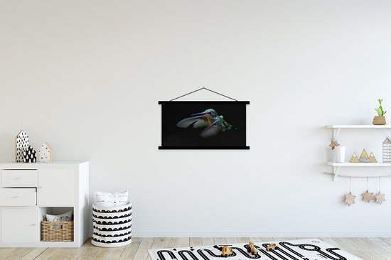 Porte-affiche avec affiche - Affiche scolaire - Colibri - Vogel - Ressorts - Zwart - 90x45 cm - Lattes noires