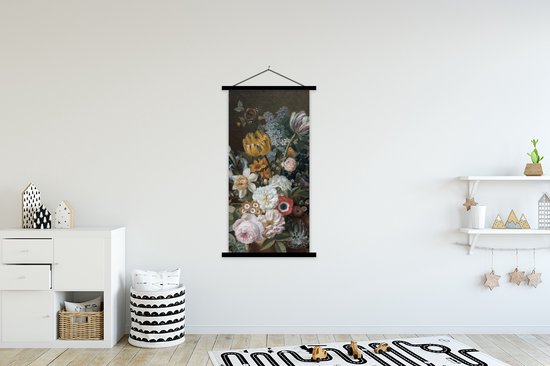 Affiche scolaire - Nature morte aux fleurs - Peinture d'Eelke Jelles Eelkema - 90x180 cm - Lattes noires