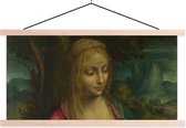 Posterhanger incl. Poster - Schoolplaat - The virgin and child - Leonardo da Vinci - 150x75 cm - Blanke latten