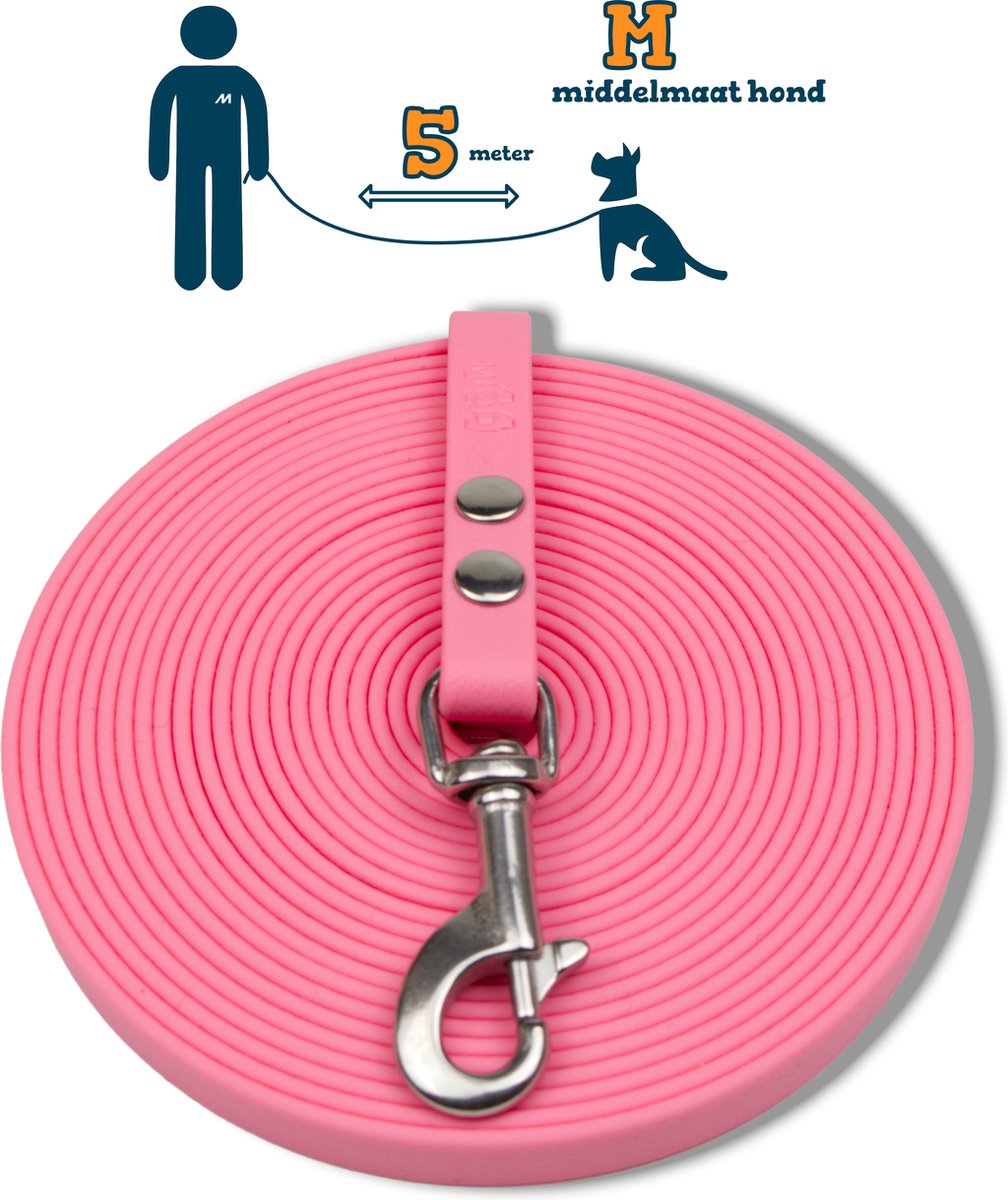 10 m sleeplijn voor honden, waterdichte hondenriem, ronde lijn zonder lus, veilige vrijloop-trainingslijn neongeel, tot 35 kg