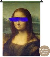 Wandkleed - Wanddoek - Mona Lisa - Leonardo da Vinci - Blauw - Oude meesters - 60x90 cm - Wandtapijt
