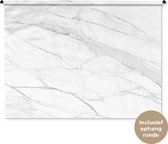 Wandkleed - Wanddoek - Marmer - Wit - Lijn - Patronen - Luxe - Marmerlook - 180x135 cm - Wandtapijt