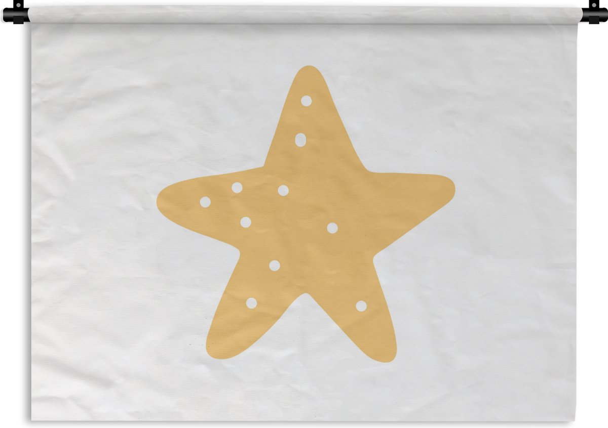 Wandkleed - Wanddoek - Ster - Meisjes - Jongens - Oranje - Stippen - Kinderen - 90x67.5 cm - Wandtapijt